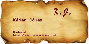 Kádár Jónás névjegykártya